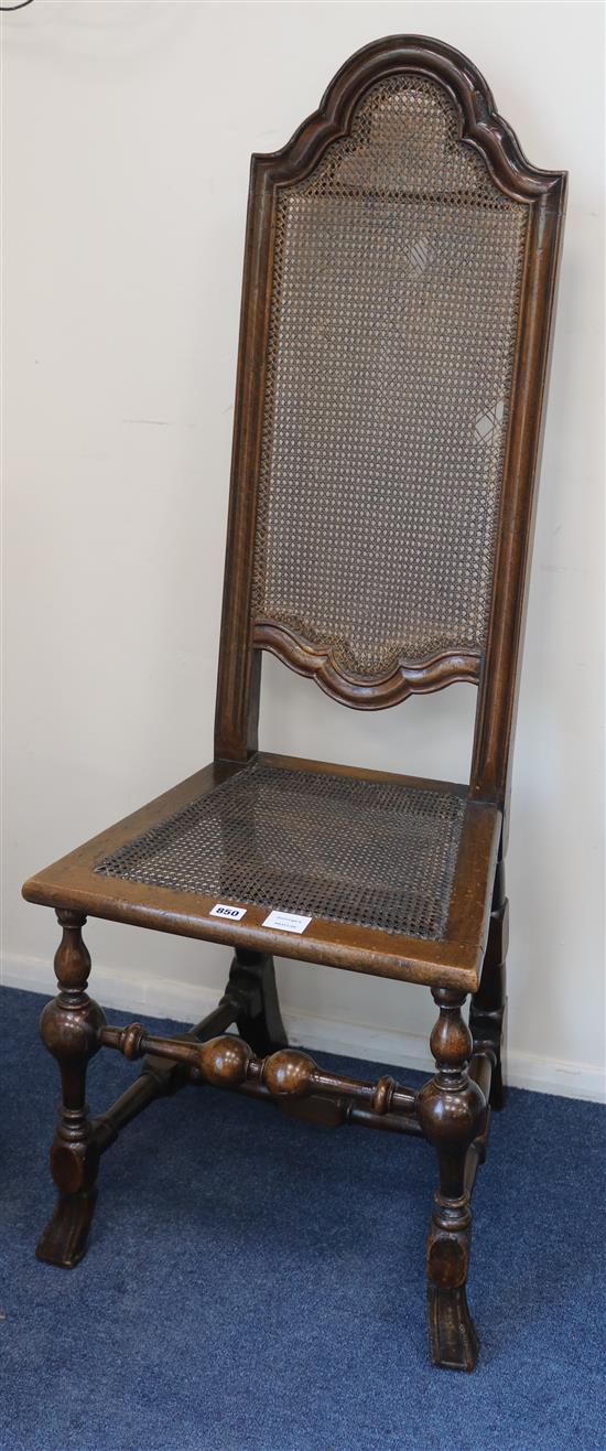 A William & Mary walnut caned seat and back side chair